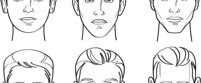 Men Face Shape Line Drawing Illustration