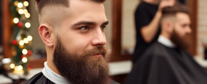 Man at a Barbershop during the holidays